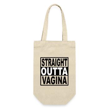 Straigt Outta Vagina - Geschenkbeutel für Flaschen - Natur - Vorne
