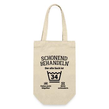 Schonend Behandeln 34. Geburtstag Der Alte Sack 34 - Geschenkbeutel für Flaschen - Natur - Vorne