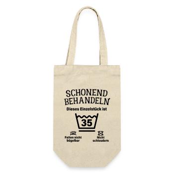Schonend Behandeln 35. Geburtstag Einzelstück 35 - Geschenkbeutel für Flaschen - Natur - Vorne