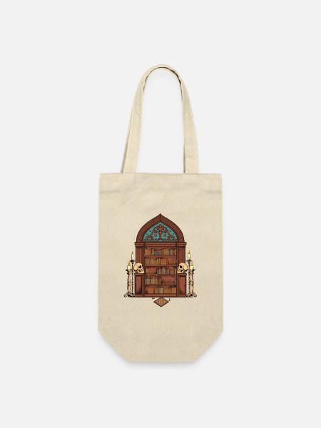 Gotisches Bücherregal - Dark Academia - Geschenkbeutel für Flaschen - Natur