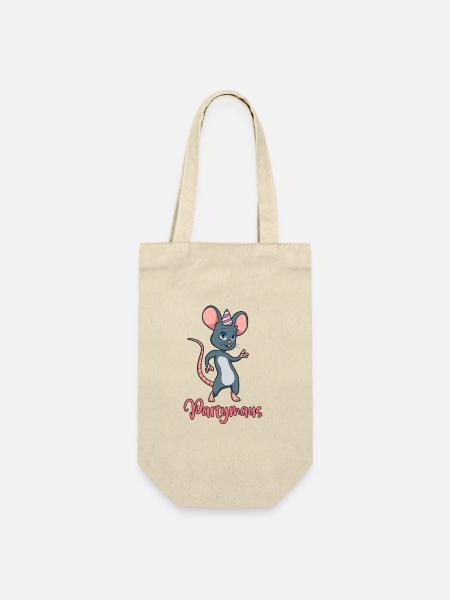 Partymaus - Geschenkbeutel für Flaschen - Natur