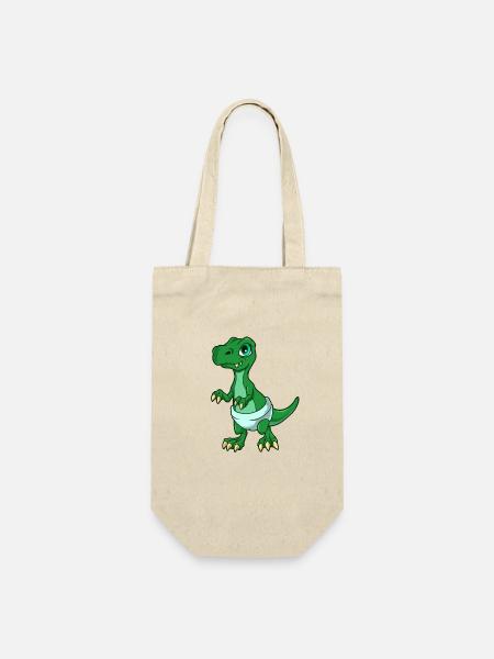 Kawaii Baby TREX - Geschenkbeutel für Flaschen - Natur