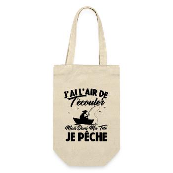 Dans Ma Tête Je Pêche, Cadeau Humour Pêcheur - Sac à bouteille - nature - Devant