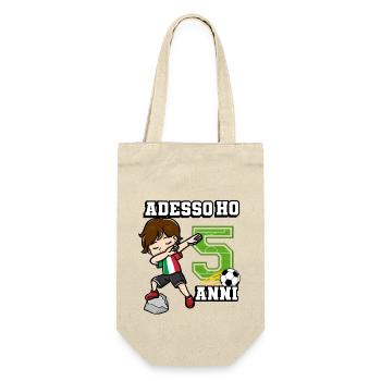 Soccer Boy It's My 5 Birthday Italienische Flagge - Geschenkbeutel für Flaschen - Natur - Vorne