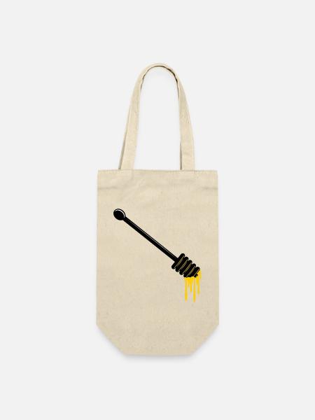 Honiglöffel mit Honig - Geschenkbeutel für Flaschen - Natur