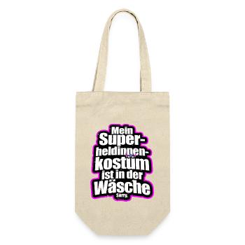 Superheldin Kostüm Ist In Der Wäsche Köln Karneval - Geschenkbeutel für Flaschen - Natur - Vorne