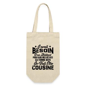 Je vais être cousine, Cadeau pour future cousine - Sac à bouteille - nature - Devant