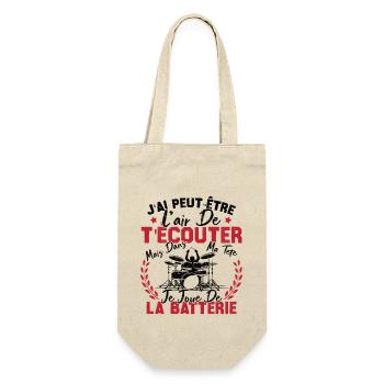 Dans Ma Tête Je Joue De La Batterie Batteur Cadeau - Sac à bouteille - nature - Devant