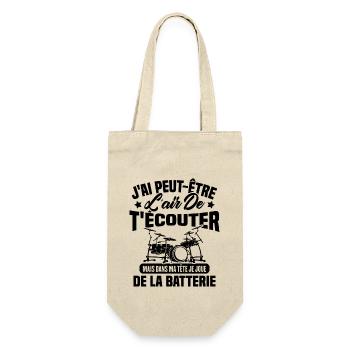 Dans Ma Tête Je Joue De La Batterie Batteur Cadeau - Sac à bouteille - nature - Devant