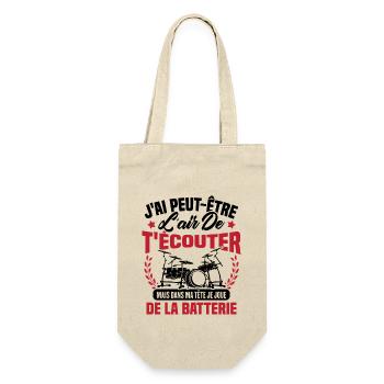 Dans Ma Tête Je Joue De La Batterie Batteur Cadeau - Sac à bouteille - nature - Devant