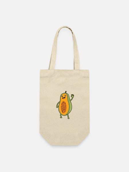 Kawaii Comic Papaya - Geschenkbeutel für Flaschen - Natur