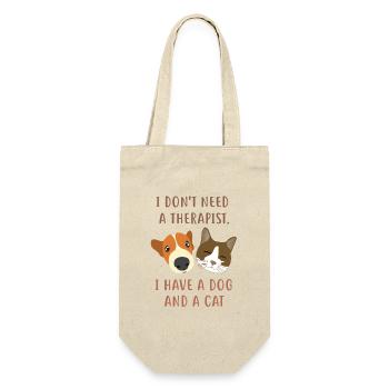I don't need a therapist. I have a dog and a cat - Gift Bag for Bottles - nature - Front