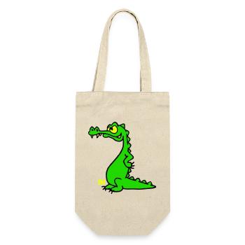 Smiling Crocodile, dreifarbiges Design - Geschenkbeutel für Flaschen - Natur - Vorne