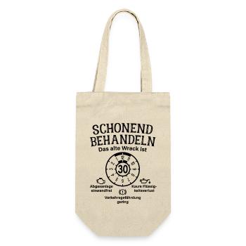 Schonend Behandeln 30. Geburtstag Altes Wrack 30 - Geschenkbeutel für Flaschen - Natur - Vorne