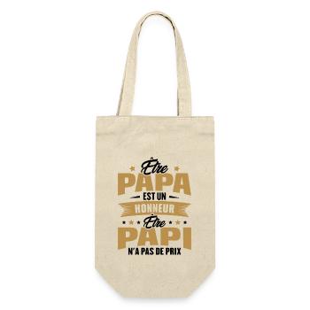 être papa est un honneur être papi n'a pas de prix - Sac à bouteille - nature - Devant