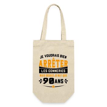 Je Voudrais Bien 90 Ans Humour Cadeau - Sac à bouteille - nature - Devant