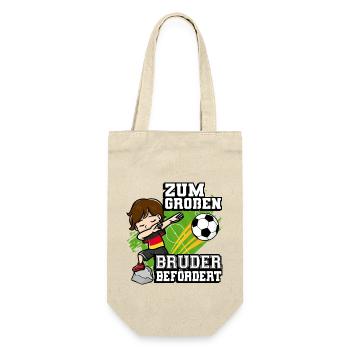 Zum Großen Bruder Befördert Soccer Player German - Geschenkbeutel für Flaschen - Natur - Vorne