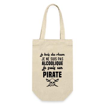 Je ne suis pas alcoolique je suis un pirate - Sac à bouteille - nature - Devant