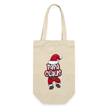 Papa Claus Weihnachtsmann Kostüm Familien Outfit - Geschenkbeutel für Flaschen - Natur - Vorne