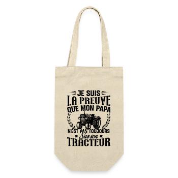 Je suis la preuve que mon papa tracteur - Sac à bouteille - nature - Devant