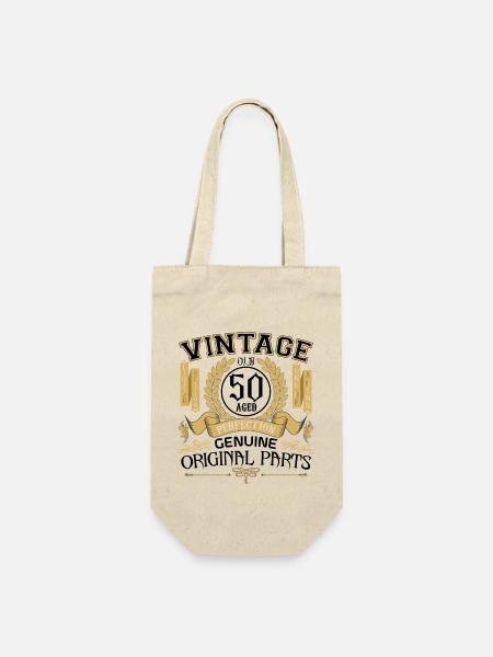 Jahrgang 50 Jahre - Geburtstagsgeschenk 50 Jahre !!! - Geschenkbeutel für Flaschen - Natur