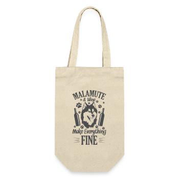Le Malamute et le vin rendent tout bien - Sac à bouteille - nature - Devant
