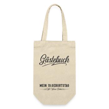 19. Geburtstag Gästebuch - Geschenkbeutel für Flaschen - Natur - Vorne