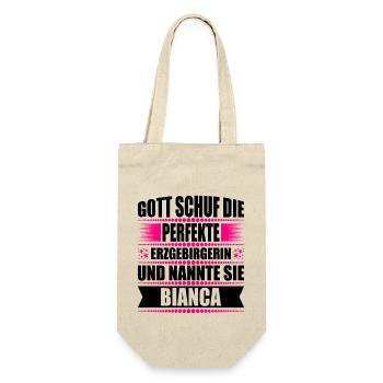 Erzgebirge Frau Namen Sachsen Bianca - Geschenkbeutel für Flaschen - Natur - Vorne