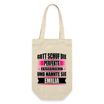 Erzgebirge Frau Namen Sachsen Emilia - Geschenkbeutel für Flaschen - Natur - Vorne