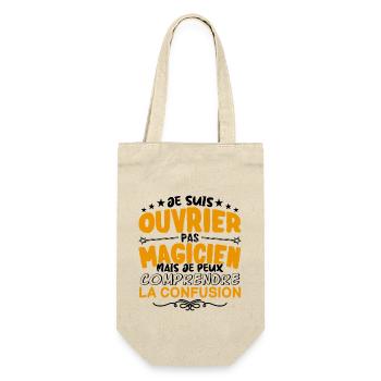 Ouvrier pas Magicien | le Meilleur Ouvrier cadeau - Sac à bouteille - nature - Devant