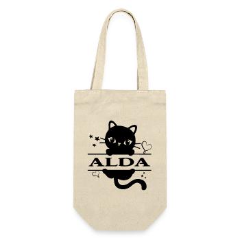 t-shirt chat Alda t-shirt idée cadeau chat neko - Sac à bouteille - nature - Devant