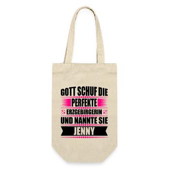 Erzgebirge Frau Namen Sachsen Jenny - Geschenkbeutel für Flaschen - Natur - Vorne