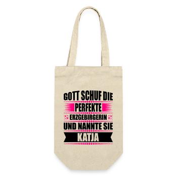 Erzgebirge Frau Namen Sachsen Katja - Geschenkbeutel für Flaschen - Natur - Vorne