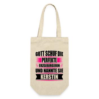 Erzgebirge Frau Namen Sachsen Kerstin - Geschenkbeutel für Flaschen - Natur - Vorne
