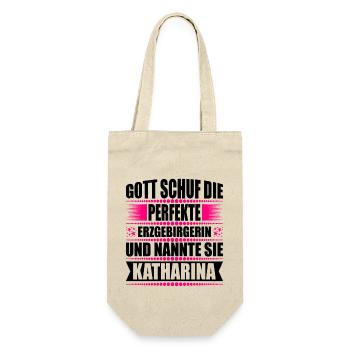 Erzgebirge Frau Namen Sachsen Katharina - Geschenkbeutel für Flaschen - Natur - Vorne