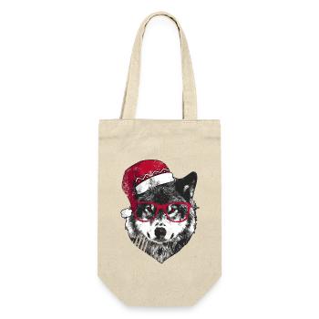 Grumpy Christmas Wolf - Gift Bag for Bottles - nature - Front