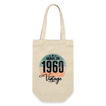 Vintage Made in 1960 Geburtsjahr 1960 Geburtstag - Geschenkbeutel für Flaschen - Natur - Vorne