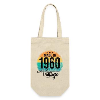Vintage Made in 1960 Geburtsjahr 1960 Geburtstag - Geschenkbeutel für Flaschen - Natur - Vorne