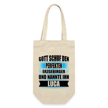 Erzgebirge Mann Namen Sachsen Luca - Geschenkbeutel für Flaschen - Natur - Vorne