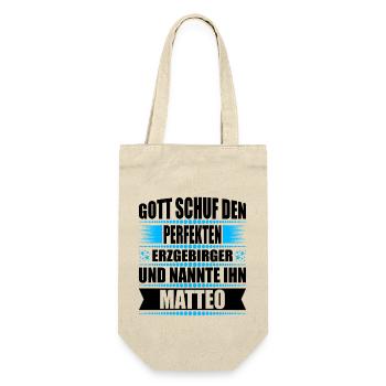 Erzgebirge Mann Namen Sachsen Matteo - Geschenkbeutel für Flaschen - Natur - Vorne