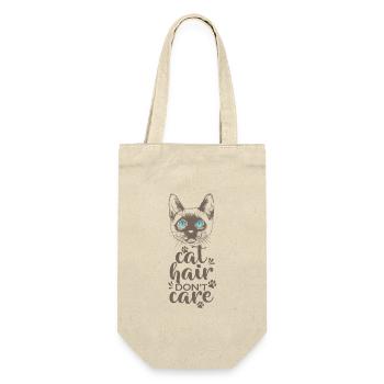 Cat Hair Don't Care Siamese Cat Haustier - Geschenkbeutel für Flaschen - Natur - Vorne
