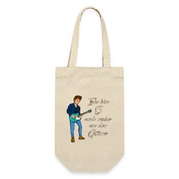 Ich bin 5 - Jungen Gitarrist - Geschenkbeutel für Flaschen - Natur - Vorne
