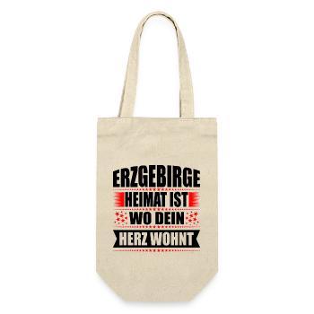 Erzgebirge Heimat Herz Wohnt Geschenk Weihnachten - Geschenkbeutel für Flaschen - Natur - Vorne
