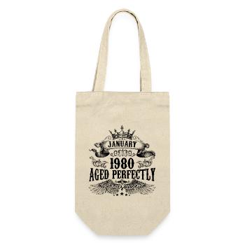1980 | January Aged Perfectly 1980 birthday gift - Gift Bag for Bottles - nature - Front