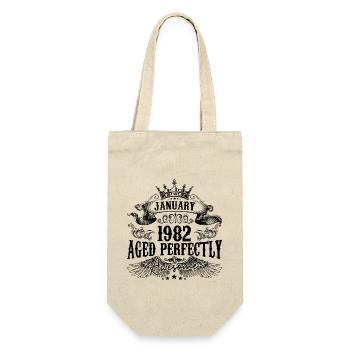 1982 | Januar Aged Perfectly 1982 Geburtstagsgeschenk - Geschenkbeutel für Flaschen - Natur - Vorne