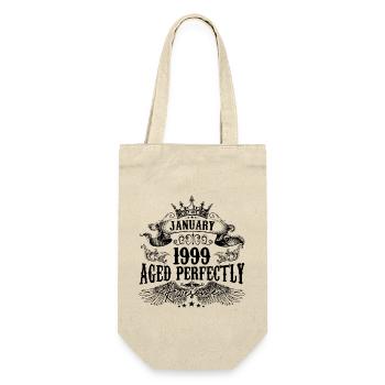 1999 | Januar Aged Perfectly 1999 Geburtstagsgeschenk - Geschenkbeutel für Flaschen - Natur - Vorne
