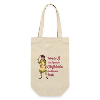 Ich bin 8 - Mädchen Koch - Geschenkbeutel für Flaschen - Natur - Vorne