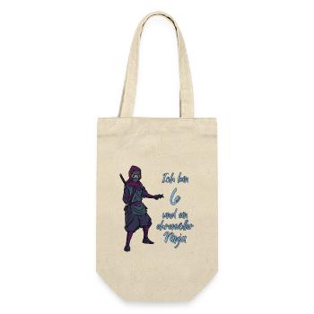 Ich bin 6 - Jungen Ninja - Geschenkbeutel für Flaschen - Natur - Vorne