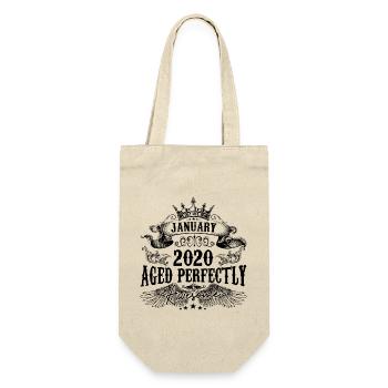 2020 | Januar Aged Perfectly 2020 Geburtstagsgeschenk - Geschenkbeutel für Flaschen - Natur - Vorne