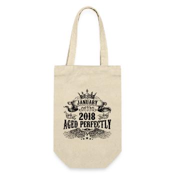 2018 | Januar Aged Perfectly 2018 Geburtstagsgeschenk - Geschenkbeutel für Flaschen - Natur - Vorne